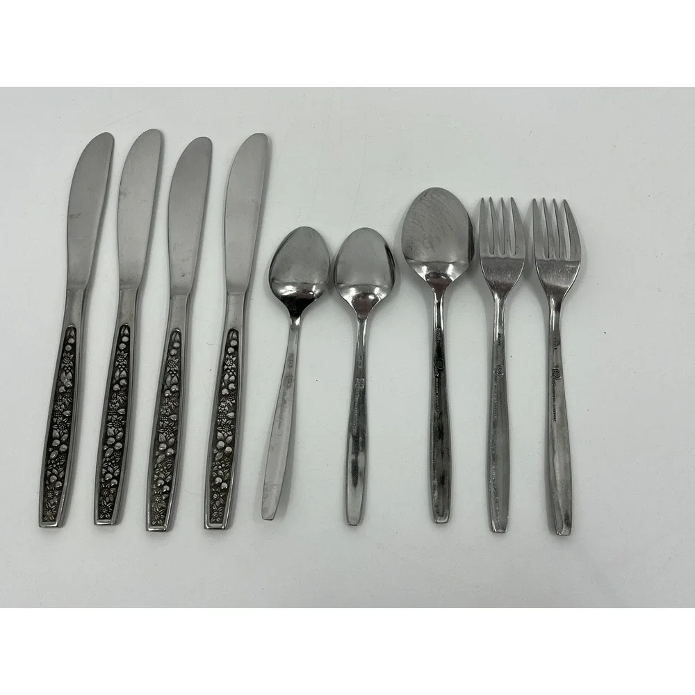 Pageant Stainless Japan Harvest Flatware 9 Pieces Forks Butter Knives Spoons